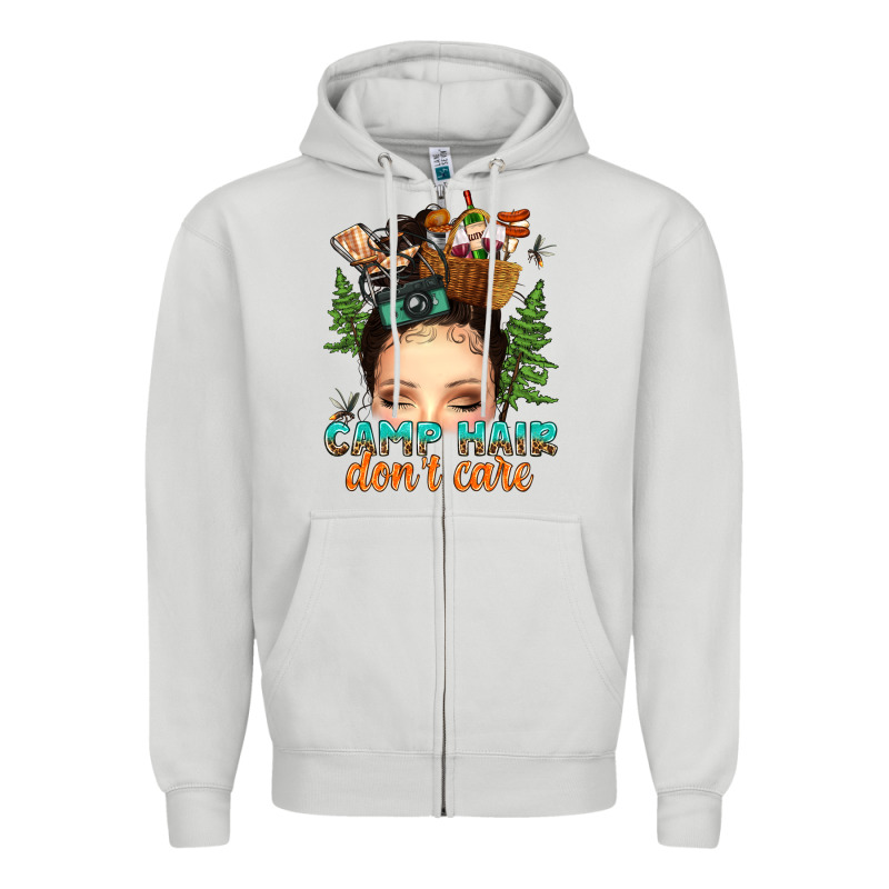 Messy Bun Camp Hair Dont Care Zipper Hoodie by texasbilliewilder | Teevron