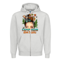 Dove Grey messy bun camp hair dont care Zipper Hoodie - texasbilliewilder