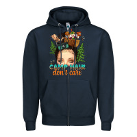 Navy messy bun camp hair dont care Zipper Hoodie - texasbilliewilder
