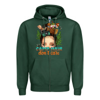Sports Green messy bun camp hair dont care Zipper Hoodie - texasbilliewilder