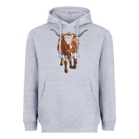 Heather Grey longhorn cow Heavyweight Hoodie - RanaPortraitStore