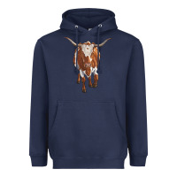 Navy longhorn cow Heavyweight Hoodie - RanaPortraitStore