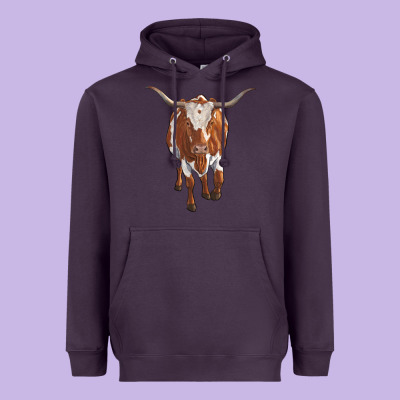 Longhorn Cow Heavyweight Hoodie Designed By Ranaportraitstore