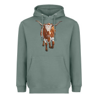 Sage longhorn cow Heavyweight Hoodie - RanaPortraitStore