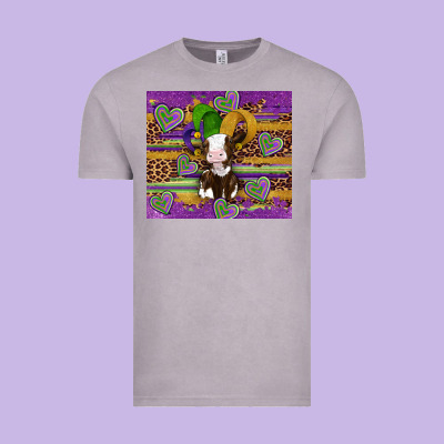 Mardi Gras Cow Vintage Tee Designed By Artiststas