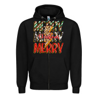 Black merry christmas lightning bolt Zipper Hoodie - Zillion Design Studio