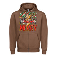 Chestnut merry christmas lightning bolt Zipper Hoodie - Zillion Design Studio