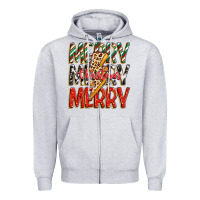 Heather Grey merry christmas lightning bolt Zipper Hoodie - Zillion Design Studio