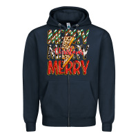Navy merry christmas lightning bolt Zipper Hoodie - Zillion Design Studio