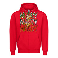 Red merry christmas lightning bolt Zipper Hoodie - Zillion Design Studio