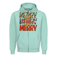 Seafoam merry christmas lightning bolt Zipper Hoodie - Zillion Design Studio