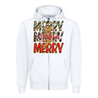 White merry christmas lightning bolt Zipper Hoodie - Zillion Design Studio