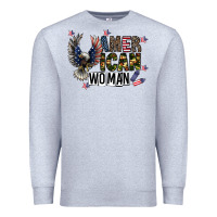 Heather Grey american woman Premium Sweatshirt - CowhideDigitalArt
