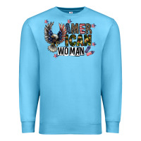 Ocean Blue american woman Premium Sweatshirt - CowhideDigitalArt