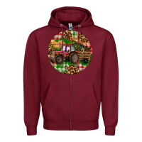 Burgundy Christmas Farm Red Tractor Zipper Hoodie - RanaPortraitStore