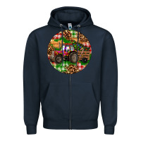 Navy Christmas Farm Red Tractor Zipper Hoodie - RanaPortraitStore