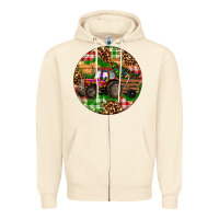 Sandshell Christmas Farm Red Tractor Zipper Hoodie - RanaPortraitStore