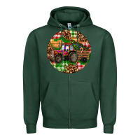 Sports Green Christmas Farm Red Tractor Zipper Hoodie - RanaPortraitStore