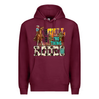 Burgundy and they call the thing rodeo Premium Hoodie - NancyCooperArtShop
