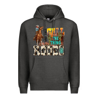 Charcoal Heather and they call the thing rodeo Premium Hoodie - NancyCooperArtShop