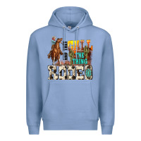 Colony Blue and they call the thing rodeo Premium Hoodie - NancyCooperArtShop