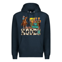 Navy and they call the thing rodeo Premium Hoodie - NancyCooperArtShop