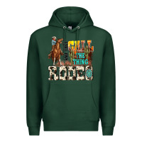 Sports Green and they call the thing rodeo Premium Hoodie - NancyCooperArtShop