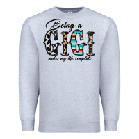 Heather Grey being a gigi makes my life complate Premium Sweatshirt - CowhideDigitalArt