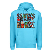Ocean Blue santa's favorite nurse Premium Hoodie - Jasminsmagicworld