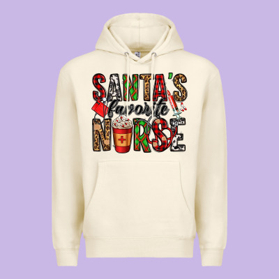 Santa's Favorite Nurse Premium Hoodie Designed By Jasminsmagicworld