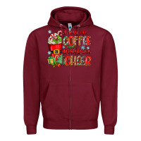 Burgundy i run on coffee and christmas cheer Zipper Hoodie - Zillion Design Studio