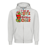 Dove Grey i run on coffee and christmas cheer Zipper Hoodie - Zillion Design Studio