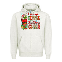 Oatmeal Heather i run on coffee and christmas cheer Zipper Hoodie - Zillion Design Studio