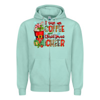 Seafoam i run on coffee and christmas cheer Zipper Hoodie - Zillion Design Studio