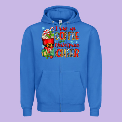 I Run On Coffee And Christmas Cheer Zipper Hoodie Designed By Zillion Design Studio