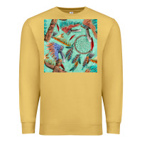 Antique Gold pipe tomahawk dreamcatcher headdress seamless patt Premium Sweatshirt - FaDigitalArtStudio