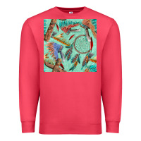 Cardinal pipe tomahawk dreamcatcher headdress seamless patt Premium Sweatshirt - FaDigitalArtStudio