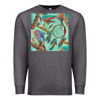 Charcoal Heather pipe tomahawk dreamcatcher headdress seamless patt Premium Sweatshirt - FaDigitalArtStudio