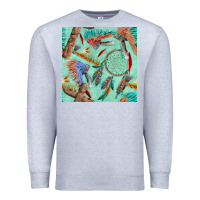 Heather Grey pipe tomahawk dreamcatcher headdress seamless patt Premium Sweatshirt - FaDigitalArtStudio