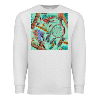 Oatmeal Heather pipe tomahawk dreamcatcher headdress seamless patt Premium Sweatshirt - FaDigitalArtStudio