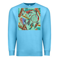Ocean Blue pipe tomahawk dreamcatcher headdress seamless patt Premium Sweatshirt - FaDigitalArtStudio