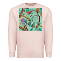 Pale Pink pipe tomahawk dreamcatcher headdress seamless patt Premium Sweatshirt - FaDigitalArtStudio