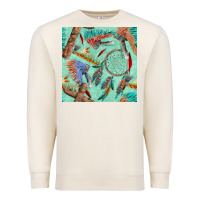 Sandshell pipe tomahawk dreamcatcher headdress seamless patt Premium Sweatshirt - FaDigitalArtStudio