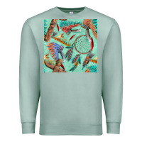 Seafoam pipe tomahawk dreamcatcher headdress seamless patt Premium Sweatshirt - FaDigitalArtStudio
