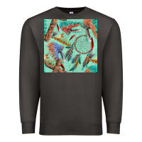 Smoke pipe tomahawk dreamcatcher headdress seamless patt Premium Sweatshirt - FaDigitalArtStudio
