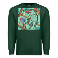 Sports Green pipe tomahawk dreamcatcher headdress seamless patt Premium Sweatshirt - FaDigitalArtStudio