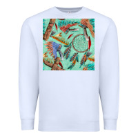 White pipe tomahawk dreamcatcher headdress seamless patt Premium Sweatshirt - FaDigitalArtStudio