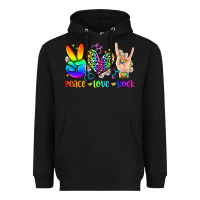 Black peace love rock Heavyweight Hoodie - Zillion Design Studio