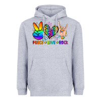 Heather Grey peace love rock Heavyweight Hoodie - Zillion Design Studio