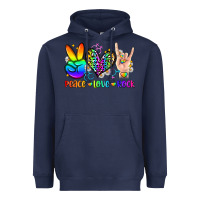 Navy peace love rock Heavyweight Hoodie - Zillion Design Studio